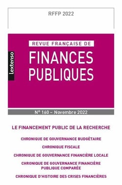 Revue française de finances publiques n.160-2022 : le financement public de la recherche
