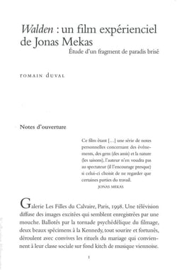 Walden : un film expérienciel de Jonas Mekas - étude d'un fragment de paradis brisé
