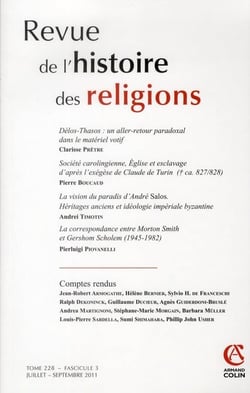 Revue de l'histoire des religions - Tome 228 (3/2011)