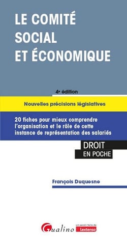 Le comité social et économique (CSE) : Nouvelles précisions législatives : 20 fiches pour mieux comprendre l'organisation et le rôle de cette instance de représentation des salariés (4e édition)