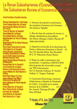 Revue subsaharienne d'économie et de finance n°5
