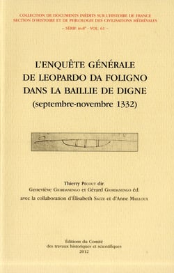 Enquête générale de Leopardo da Foligno dans la baillie de digne septembre novem
