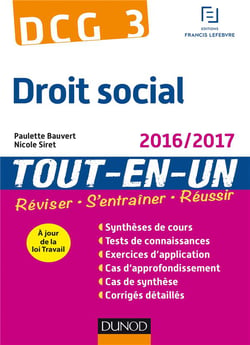 DCG 3 - droit social 2016/2017 - tout-en-un (9e édition)