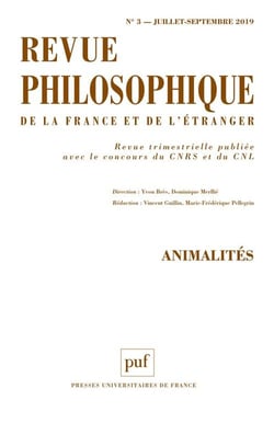 Revue philosophique de la France et de l'étranger n.3 : animalités (édition 2019)