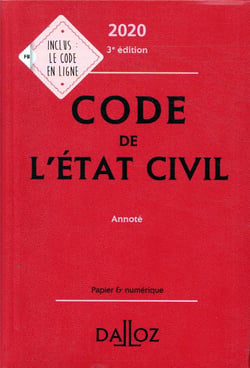Code de l'état civil (édition 2020)