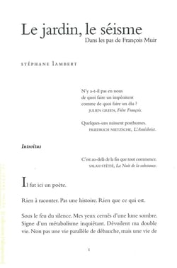Le jardin, le séisme - dans les pas de François Muir