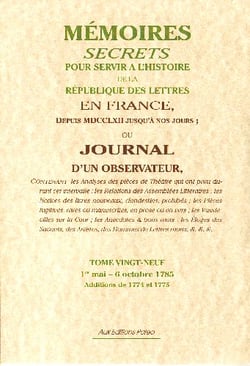 Mémoires secrets t.29 - 1er mai-6 octobre 1785