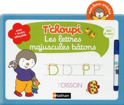Mon livre-ardoise - t'choupi - les lettres majuscules bâtons - à partir de 4 ans