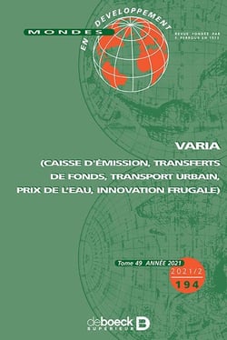 Mondes en développement 2021/2- 194 - Varia (Caisse d'émission, transferts de fonds, transport urbai