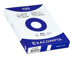 EXACOMPTA Etui de 100 fiches bristol non perforées 148x210mm (A5) unies  Blanc : : Fournitures de bureau