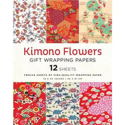 Kimono flowers gift wrapping papers : 12 sheets