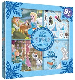 La reine des neiges - super coffret - histoire, coloriages, stickers, puzzle