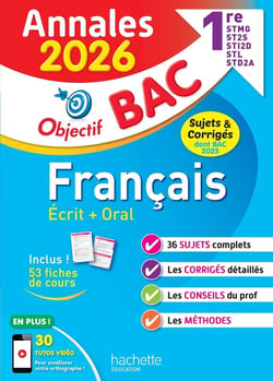 Annales bac - Sujets et corrigés : Français - 1res STMG - STI2D - ST2S - STL - STD2A - STHR - Sujets et corrigés (édition 2026)