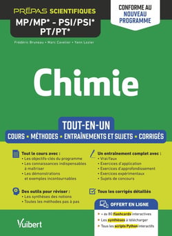 Chimie MP/MP* PSI/PSI*  PT/PT* : tout-en-un - conforme à la nouvelle réforme 2021 - cours - synthèse
