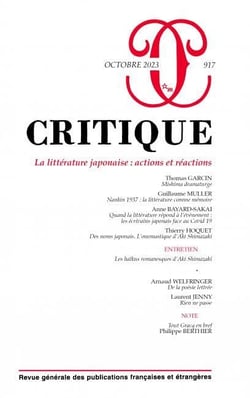 Revue Critique n.917 : La littérature japonaise : actions et réactions