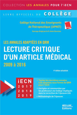 Lecture critique d'un article médical - les annales adaptées en qrm 2009 à 2016