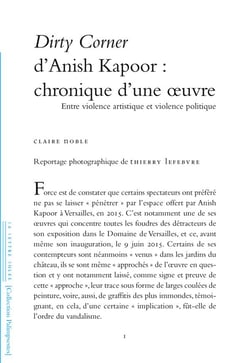 Dirty corner d'Anish Kapoor : chronique d'une oeuvre - entre violence artistique et violence politique