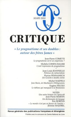 Revue Critique n.754 : le pragmatisme et ses doubles : autour des frères James