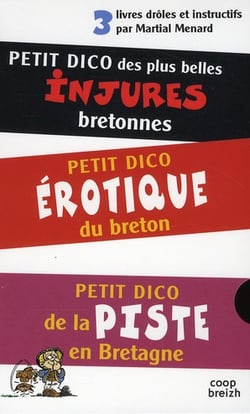 3 petits dicos - coffret - petit dico des injures - petit dico de la piste en Bretagne - petit dico érotique du breton