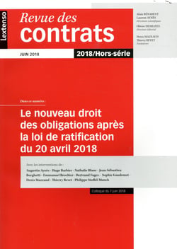 Revue des contrats : le nouveau droit des obligations après la loi de ratification