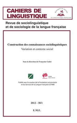 CAHIERS DE LINGUISTIQUE : Variation et contexte social