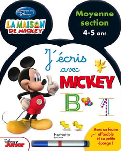 J'écris avec mickey - moyenne section - livre-ardoise - 4/5 ans