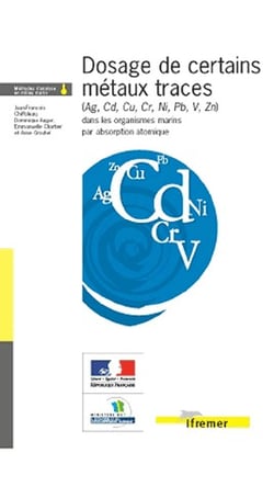 Dosage de certains metaux traces (ag, cd, cu, cr, ni, pb, v, zn) dans les organismes marins par abso