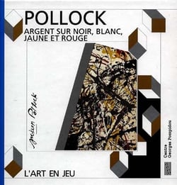 Pollock, peinture - argent sur noir, blanc, jaune et rouge