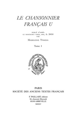 Le chansonnier français U t.1