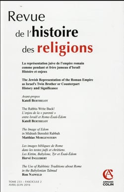 Revue de l'histoire des religions (2/2016) La représentation juive de l'empire romain comme pendant