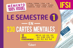 Mémento 100% visuel : Le semestre 1 en 230 cartes mentales IFSI : 12 unités d'enseignement : UE 1.1, 1.3, 2.1, 2.2, 2.4, 2.10, 2.11, 3.1, 4.1, 5.1, 6.1, 6.2
