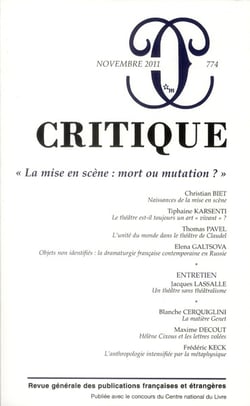 Revue Critique n.774 : la mise en scène : mort ou mutation ?