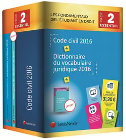 Pack étudiant n2 essentiel  - code civil 2016  + dictionnaire + prime droit privé