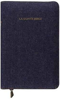La Sainte Bible Segond 1910 - Denim, ongles, glissère, souple, tranches or, format compact