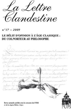 LA LETTRE CLANDESTINE n.17 : le délit d'opinion à l'âge classique : du colporteur au philosophe