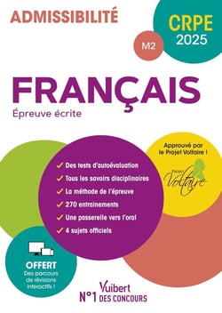 Manuel CRPE : Français - Epreuve écrite (M2) : Le seul manuel relu et approuvé par le Projet Voltaire + Parcours de révisions intéractifs ! (édition 2025)