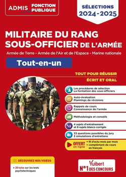 Sélections Militaire du rang - Sous-officier de l’armée 2024-2025 - Tout-en-un