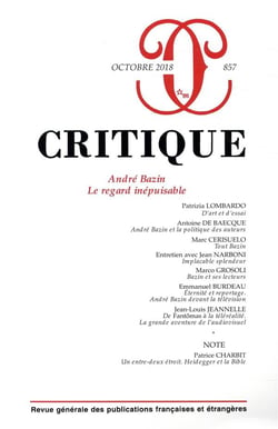 Revue Critique n.857 : André Bazin, le regard inépuisable