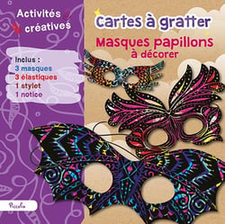Cartes à gratter - masques papillons à décorer