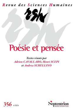 Revue des Sciences Humaines n.356 : Poésie et pensée