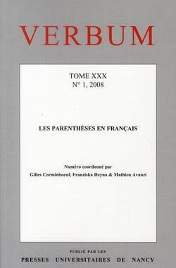 VERBUM n.30/1 : les parenthèses en français
