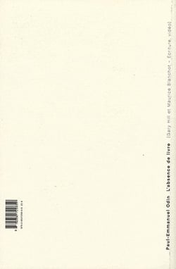 L'absence de livre - Gary Hill et Maurice Blanchot - écriture, vidéo