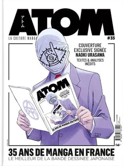 Atom magazine n.35 : 35 ans de manga en France : Le meilleur de la BD japonaise, avec une illustration de couverture originale de Naoki Urasawa.
