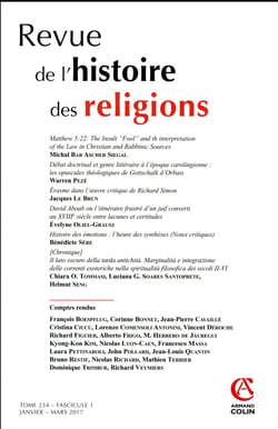Revue de l'histoire des religions (1/2017) Varia
