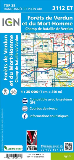 3112ET - forêts de Verdun et du Mort-Homme - champ de bataille de Verdun (4e édition)