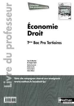 Economie - droit term protertiaires bac pro - livre du professeur voie professionnelle
