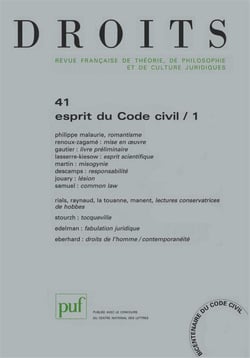 Revue Droits n.41 : l'esprit du code civil Tome 1 (édition 2005)