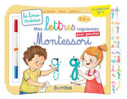 Les livres-ardoises : mes lettres rugueuses Montessori pour gaucher - 3/6 ans