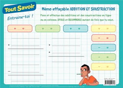 Tout savoir - mémo effacable addition et soustraction