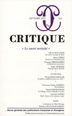 Revue Critique n.761 : le sacré revisité